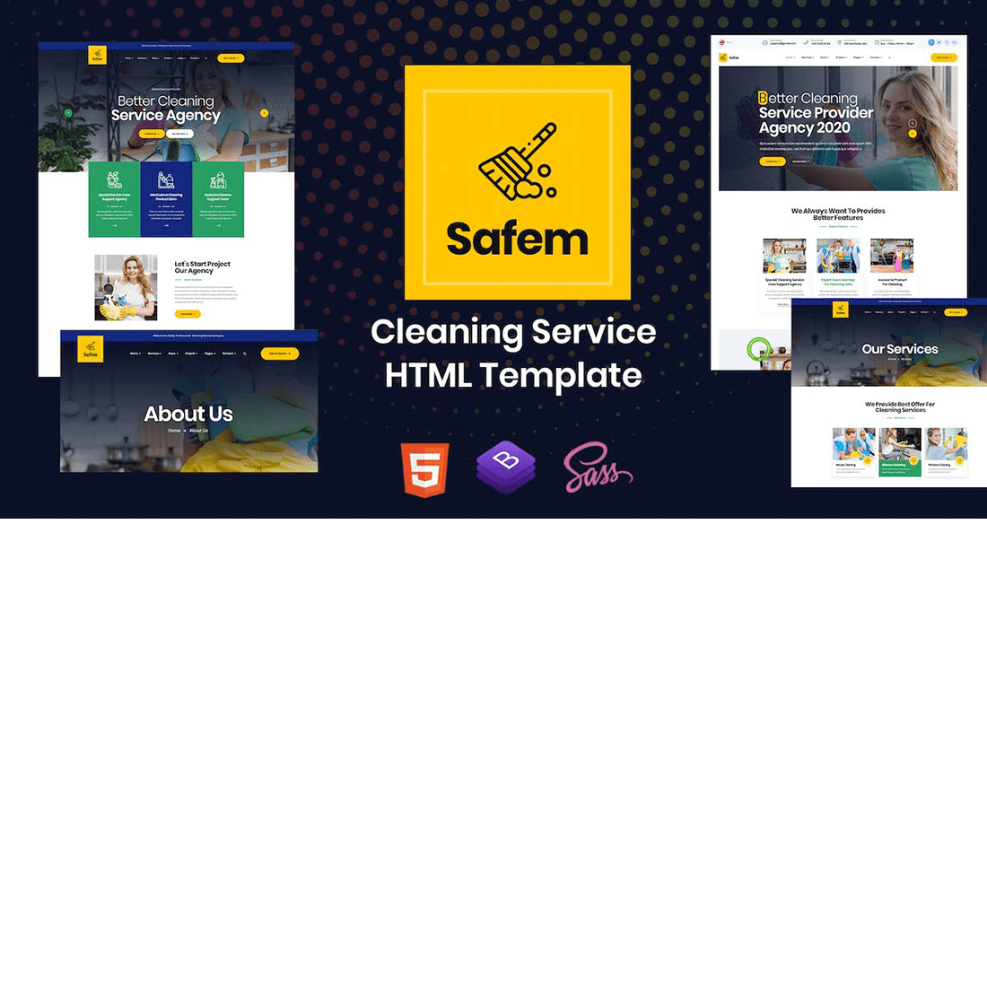 Free HTML Template for Cleaning Service preview image.
