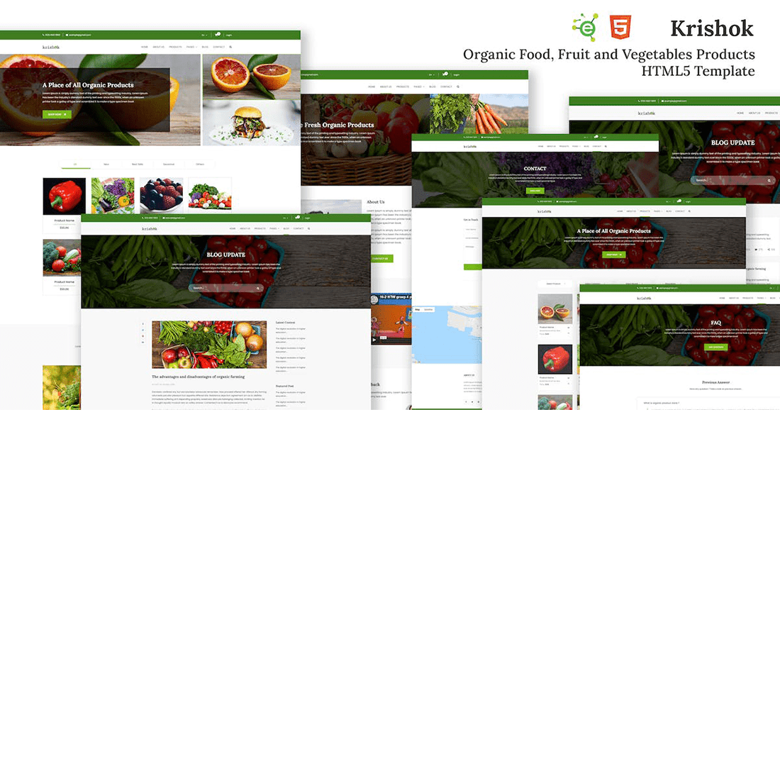 Free Organic Food Fruit and Vegetables Products HTML5 Template preview image.