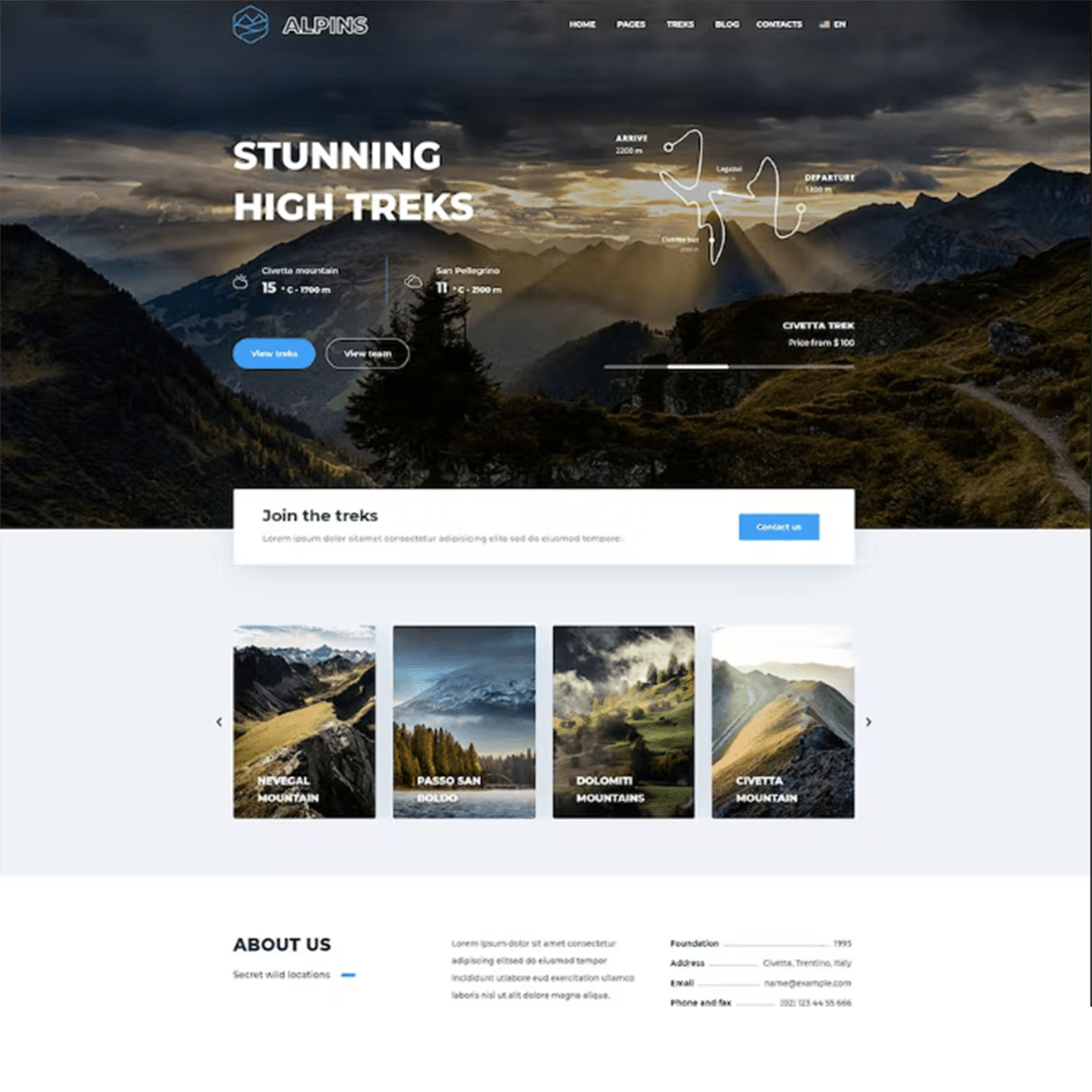 Free Mountain And Hiking Website Template preview image.
