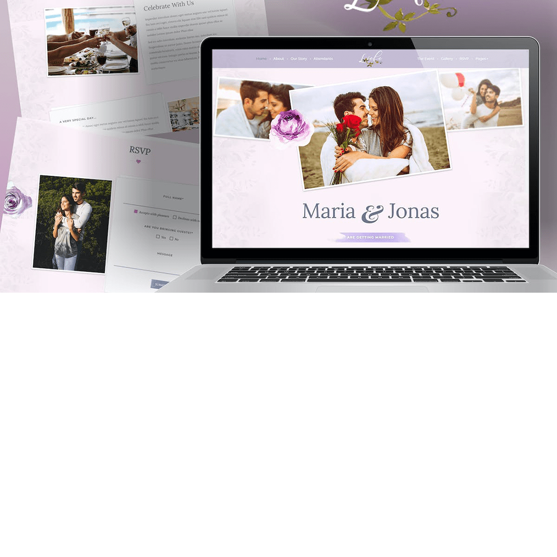 Free Responsive HTML Wedding Template preview image.