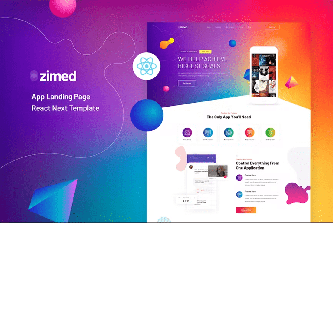 Free Zimed App Landing Page HTML Template preview image.