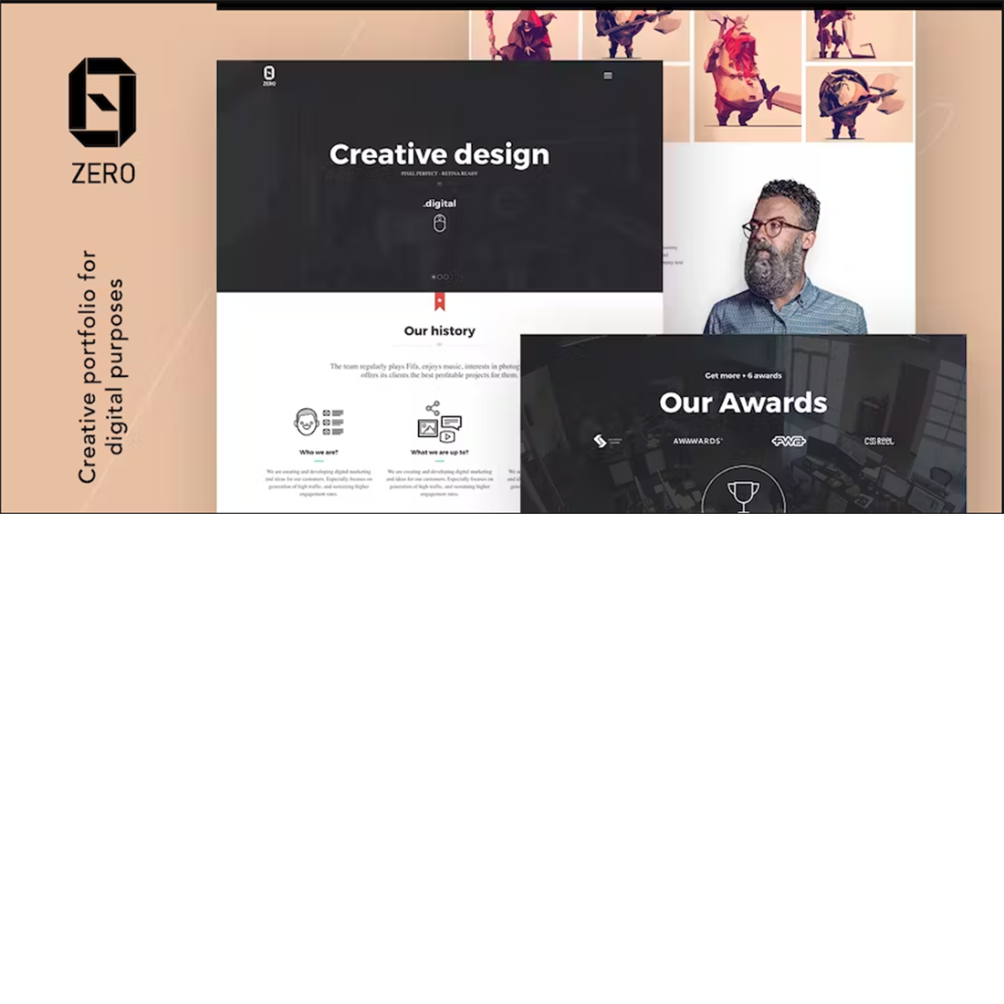 Free Zero HTML5 Digital Creative Agency Website Template preview image.