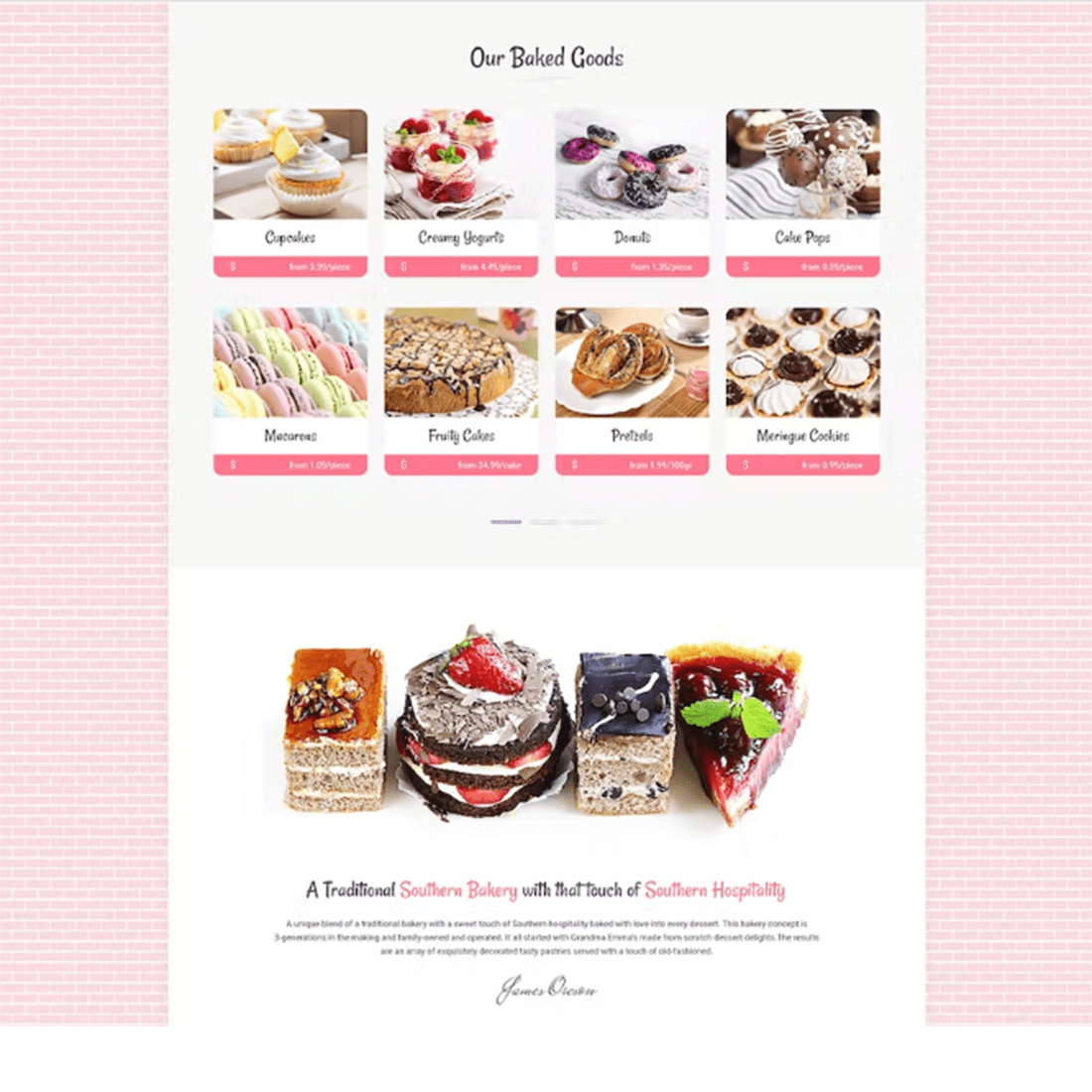 Free Creative Bakery and Pastry Business One Page HTML5 Template preview image.