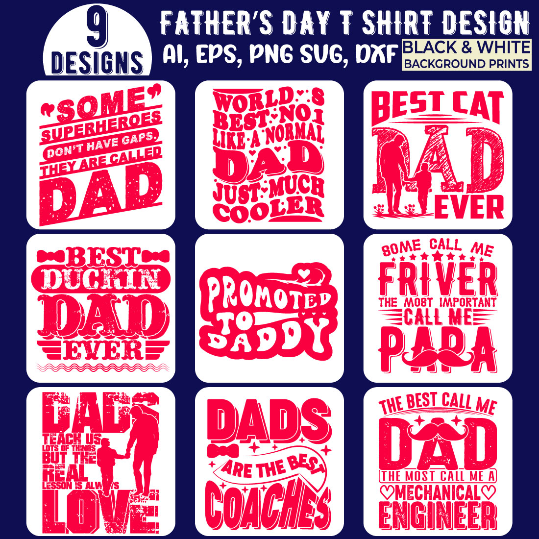 Father's day typography quote t shirt design preview image.
