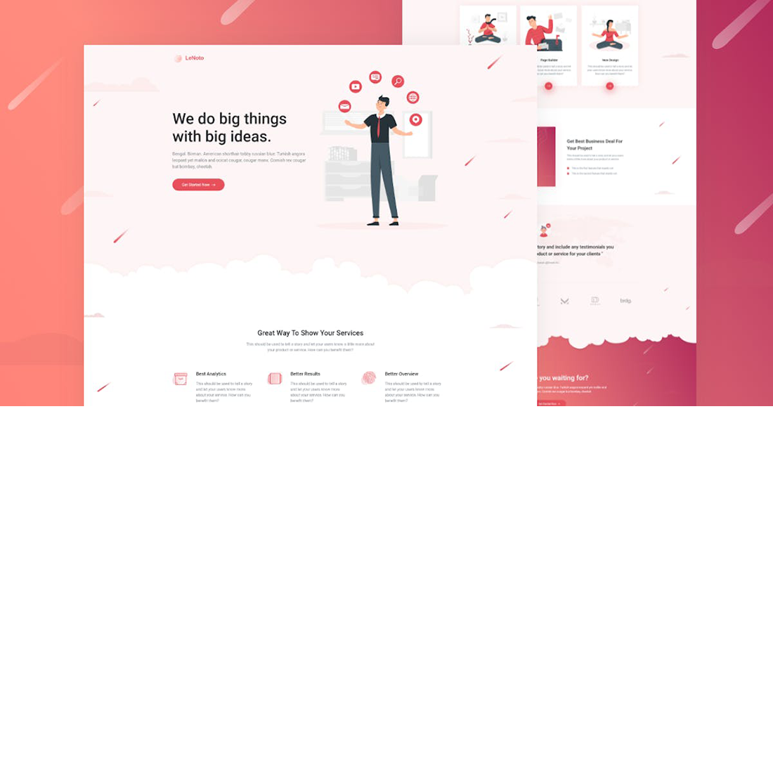 Free Lenoto Isometric Business HTML Landing Page Template preview image.