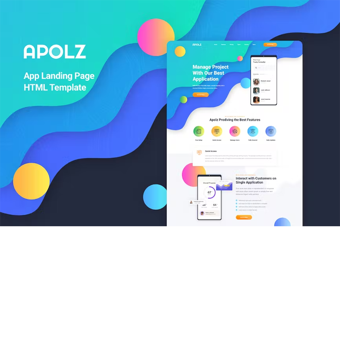 Free Apolz - App Landing Page HTML Template preview image.