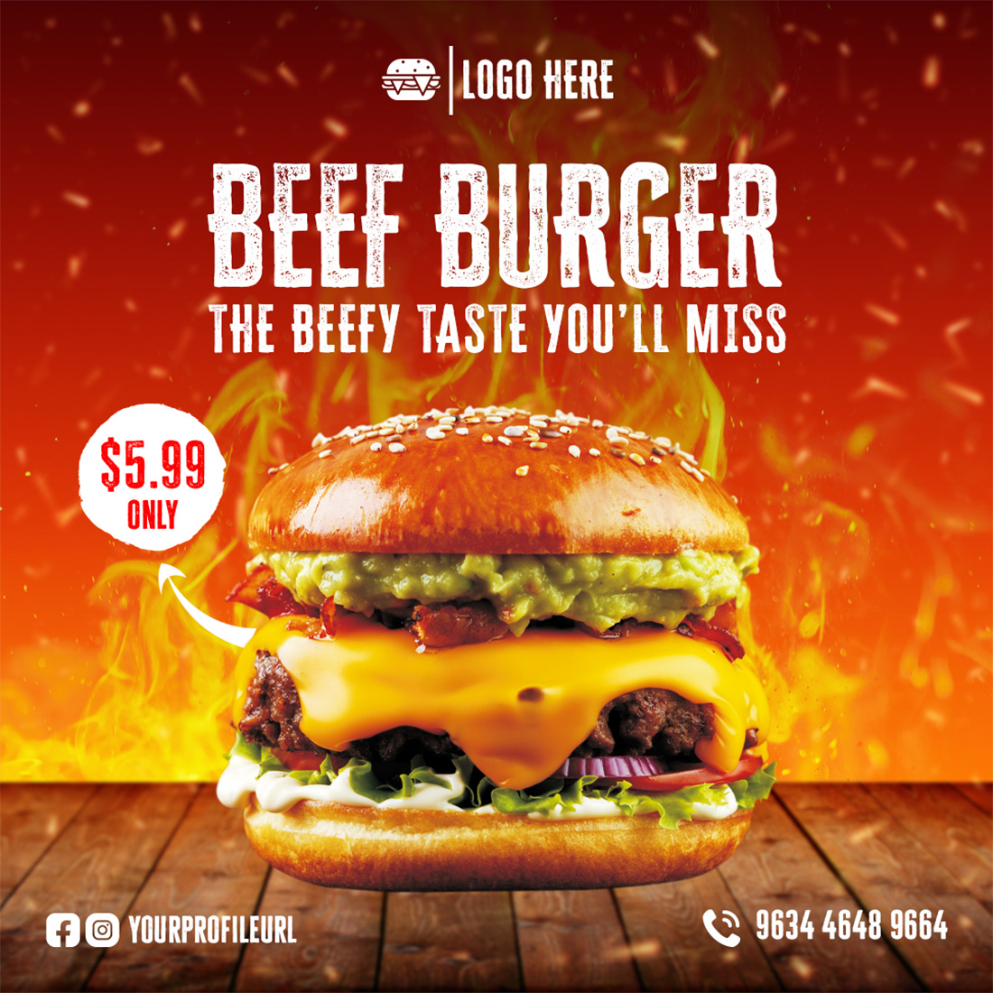 Burger Social Media Templates Pack preview image.