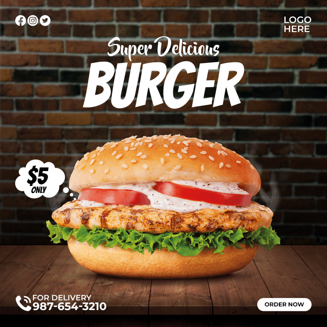 2 Burger Social Media Templates Pack preview image.