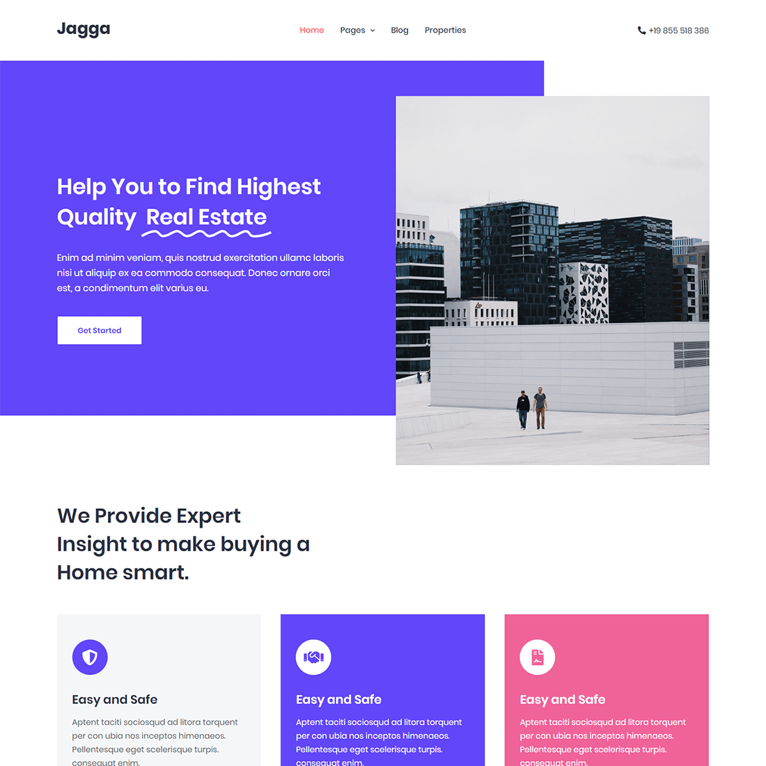 Free Jagga Real Estate HTML Template preview image.