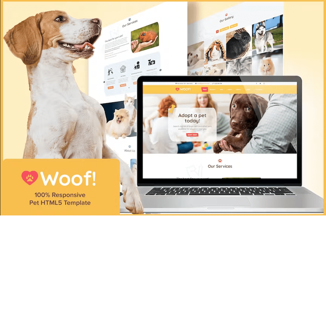 Free Pet Animal Website Template preview image.