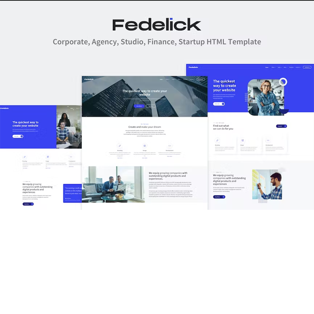 Free Fedelick Corporate Agency Multi-Purpose HTML Template preview image.