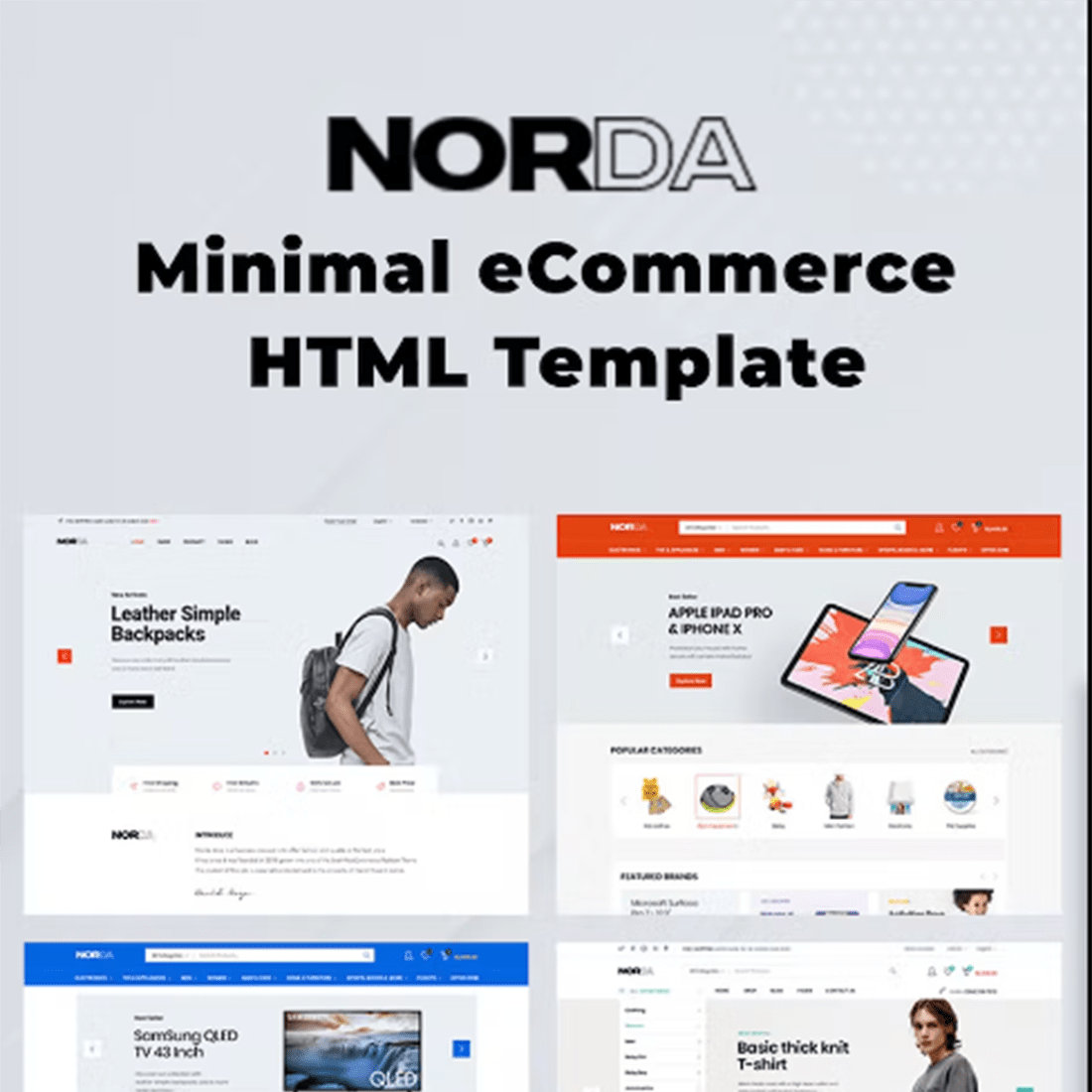 Free Norda Minimal Ecommerce HTML Template preview image.