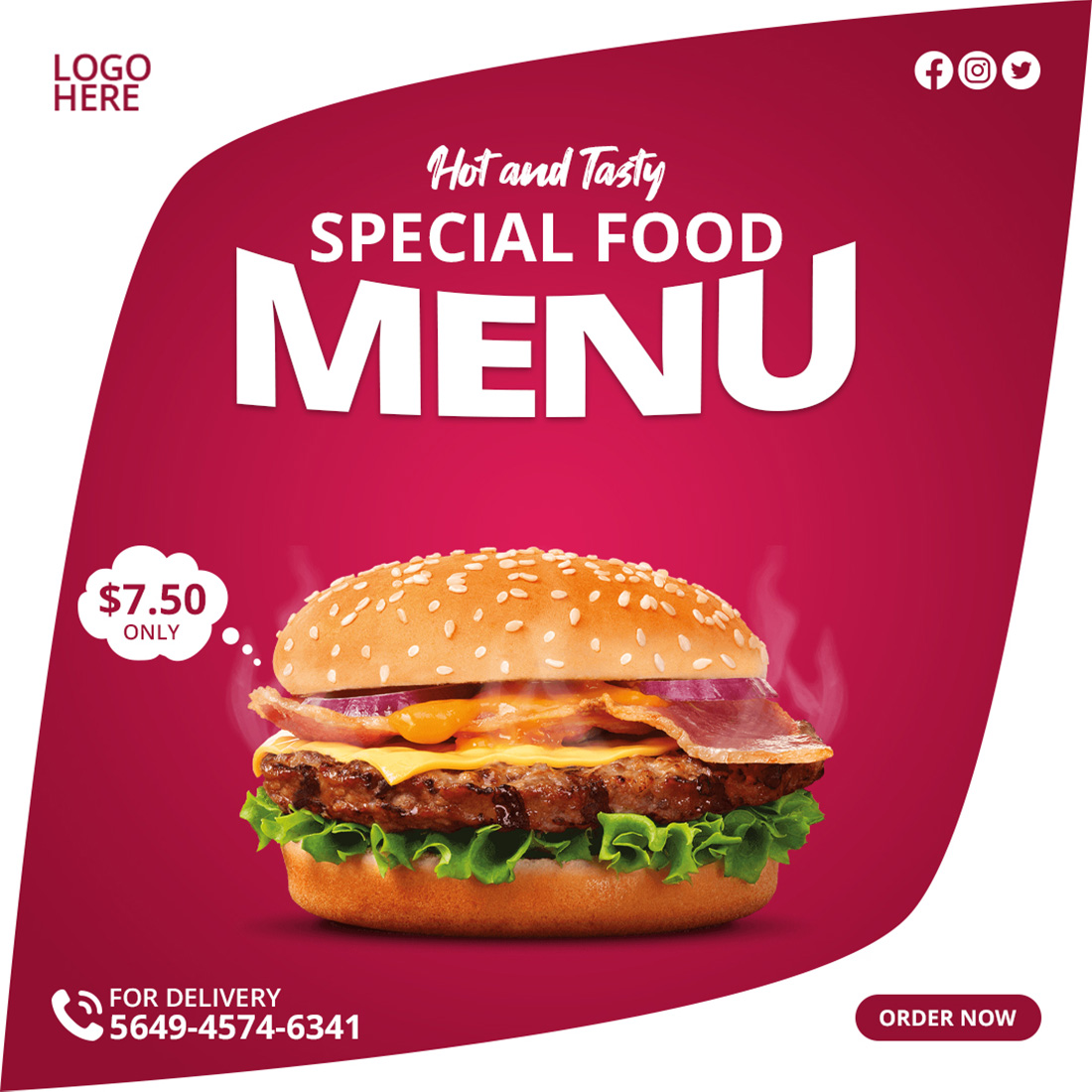 2 Special Food Menu Restaurant Social Media Banner Templates preview image.