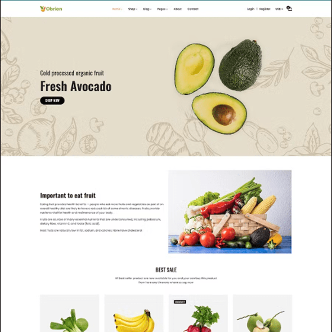 Free Organic Food HTML5 Template preview image.