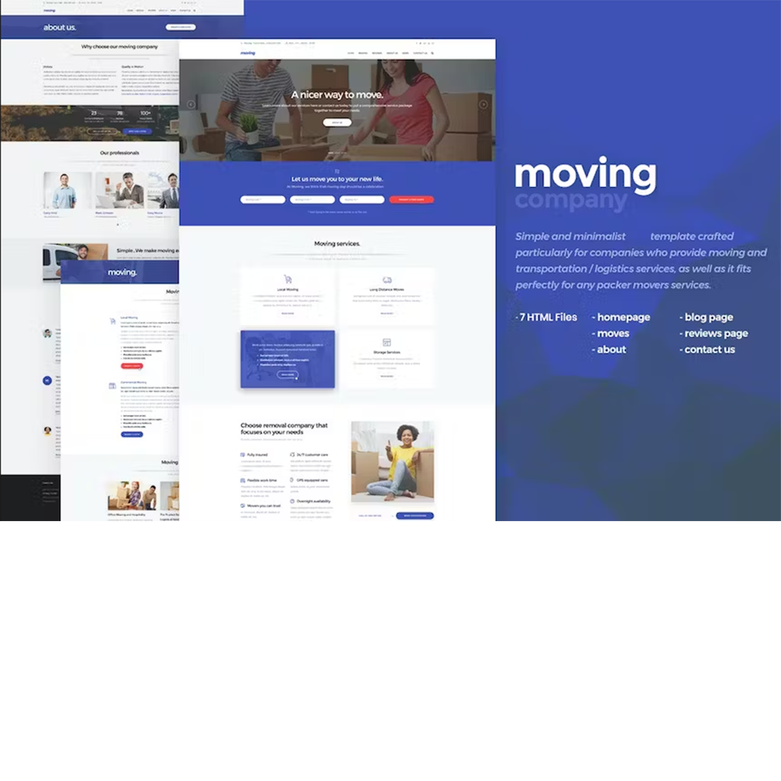 Free Moving Company Website Template preview image.