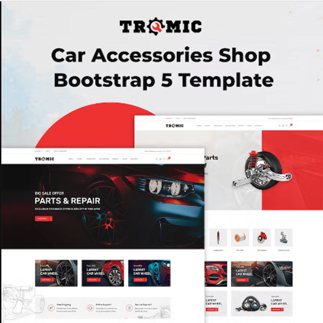 Tromic Car Accessories Shop Bootstrap 5 Template preview image.