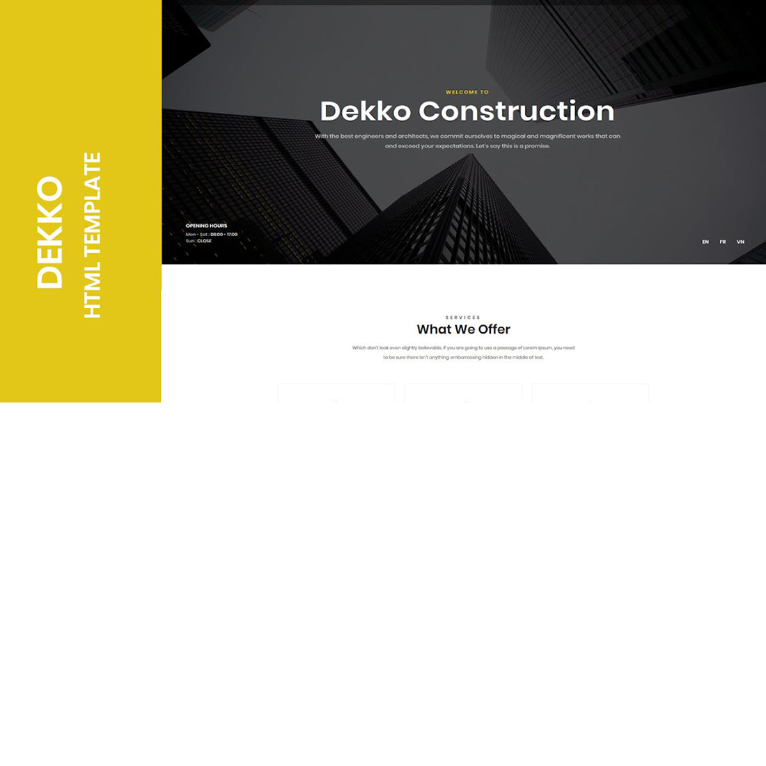 Free Dekko Construction HTML5 Template preview image.