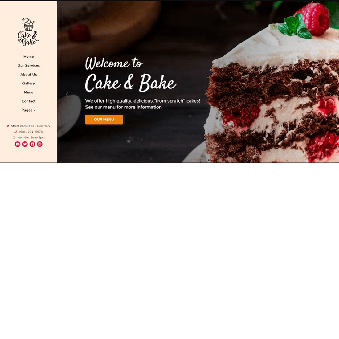 Free Cake & Bake HTML5 Template preview image.