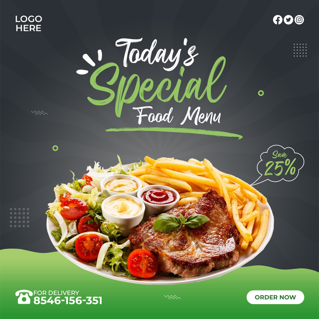 2 Today's Special Food Menu Restaurant Social Media Banner Post Templates preview image.