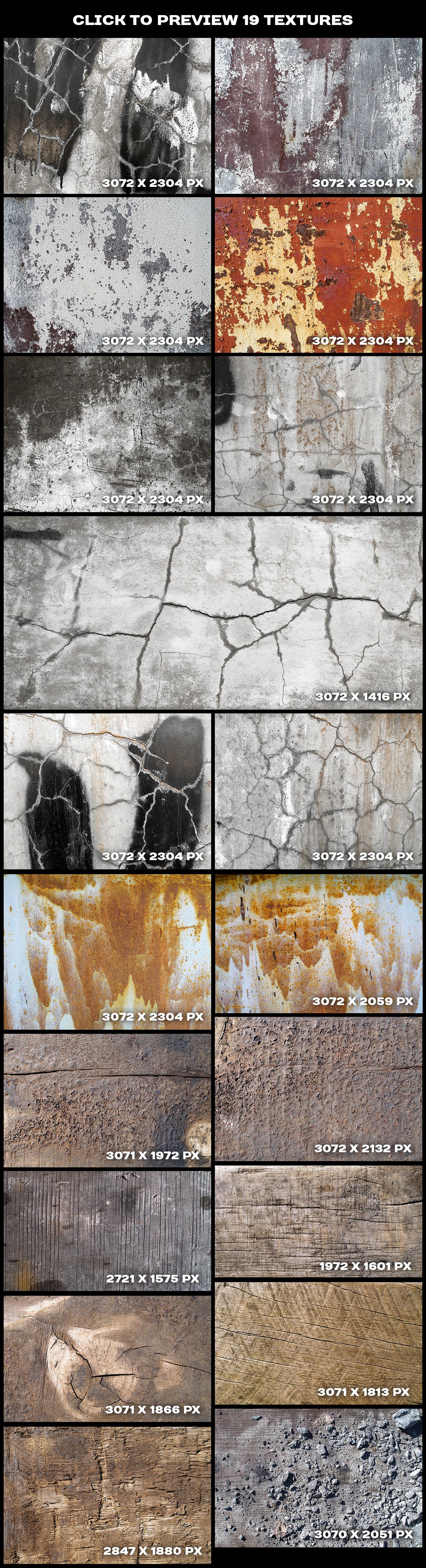 Cracked paint and concrete textures preview image.