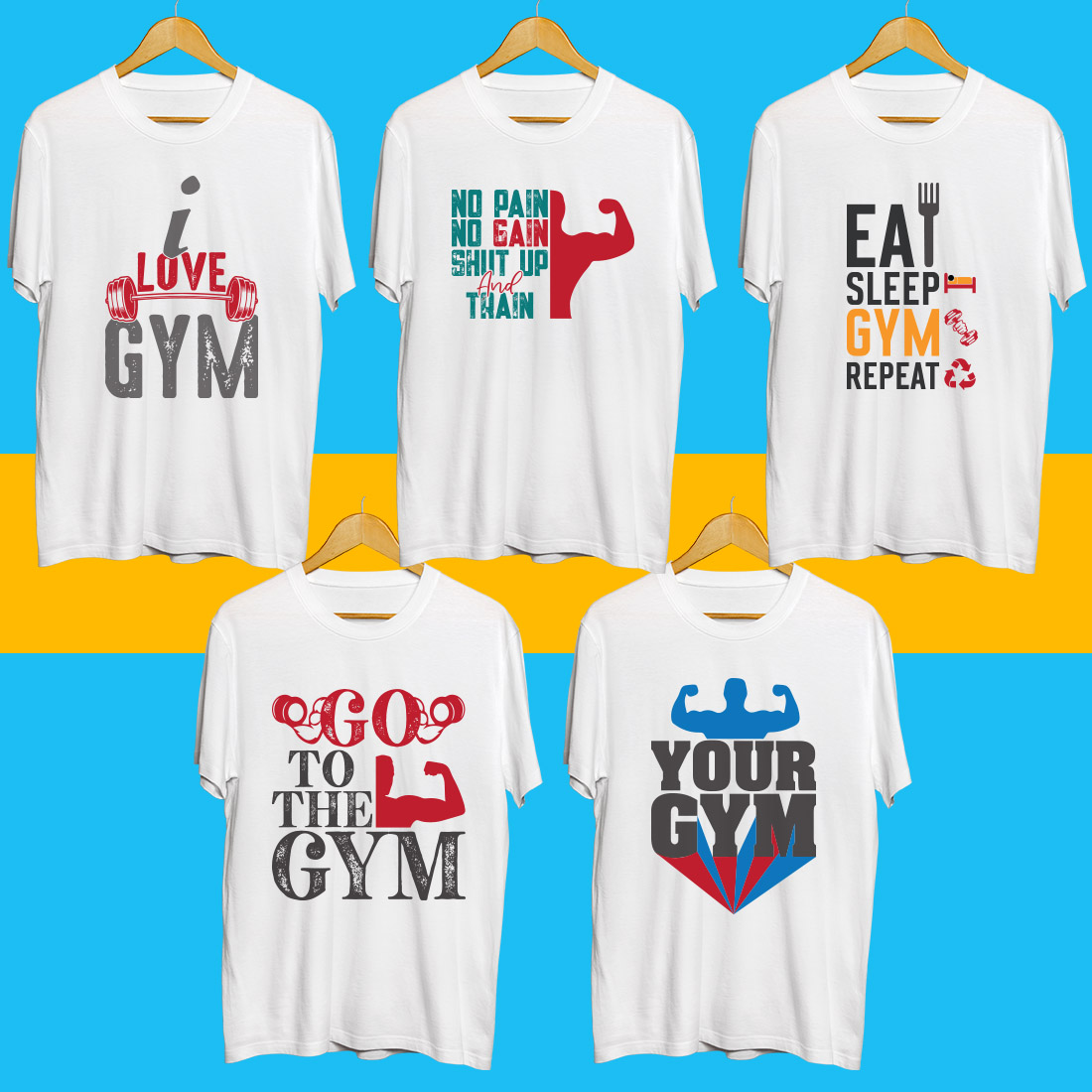 Gym SVG T Shirt Designs Bundle cover image.