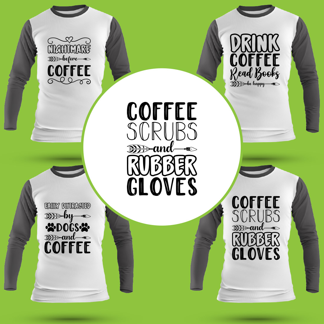 Coffee SVG T Shirt Designs Bundle preview image.