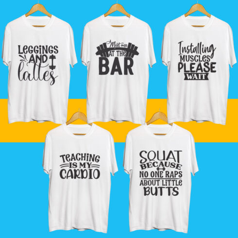 Fitness SVG T Shirt Designs Bundle cover image.