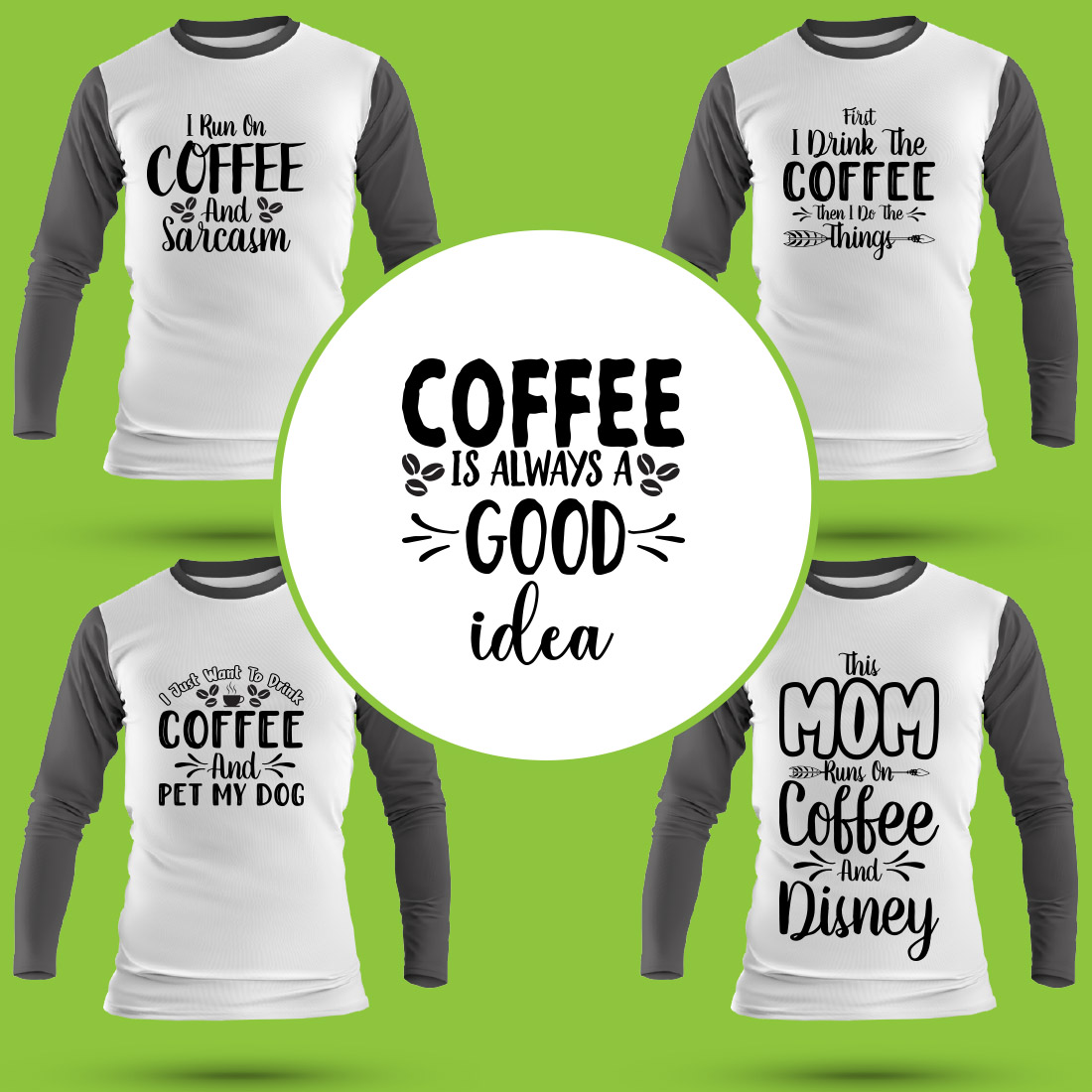 Coffee SVG T Shirt Designs Bundle cover image.