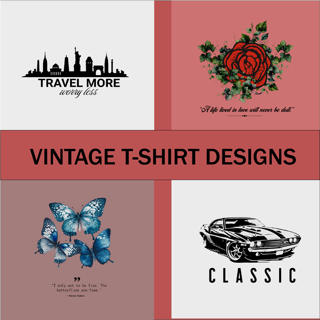 Vintage T-shirts designs retro collection cover image.