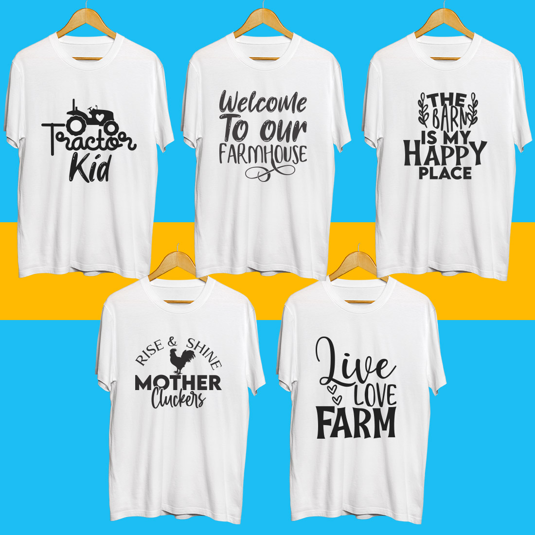 Farm SVG T Shirt Designs Bundle cover image.