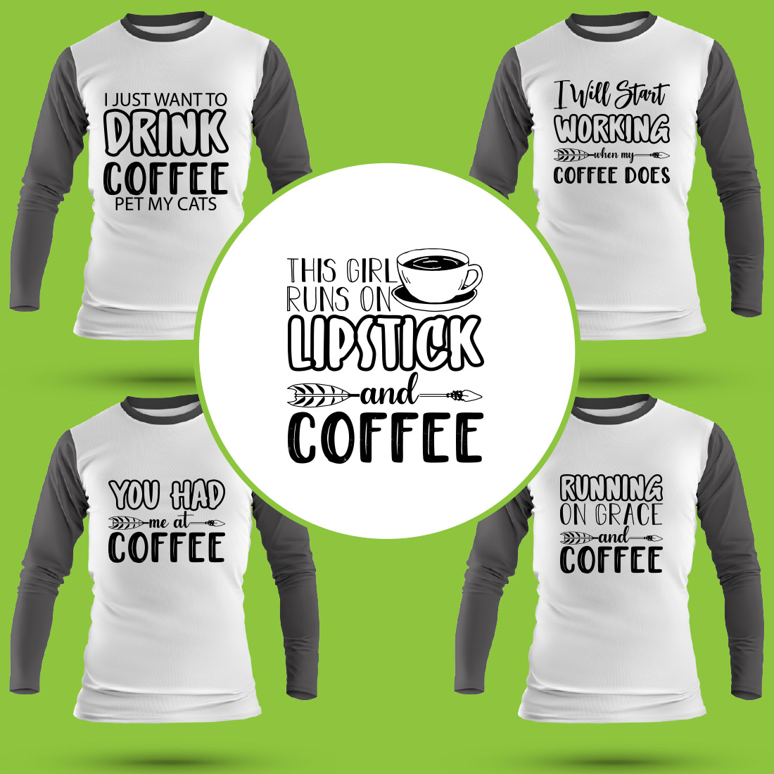 Coffee SVG T Shirt Designs Bundle cover image.