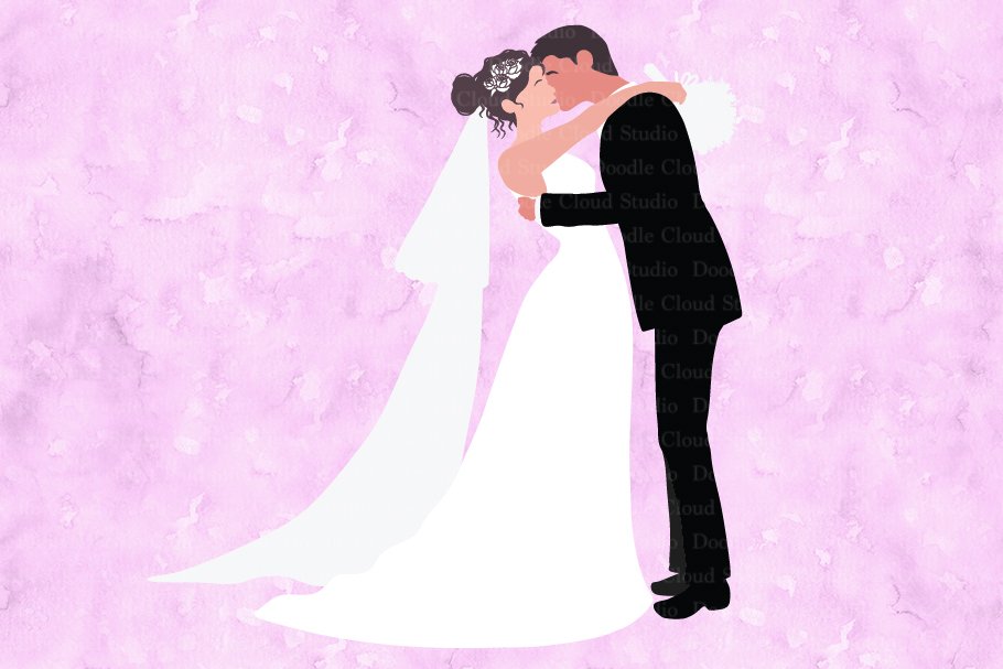 Kiss Bride And Groom SVG,  Romantic preview image.