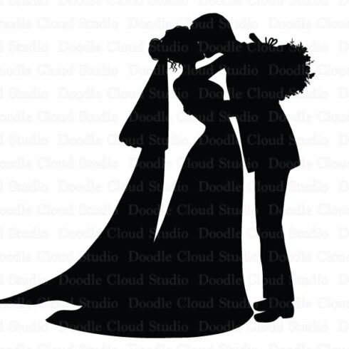 Kiss Bride And Groom SVG,  Romantic cover image.