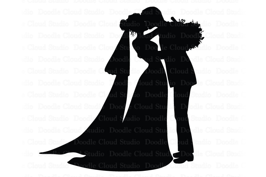 Kiss Bride And Groom SVG,  Romantic cover image.