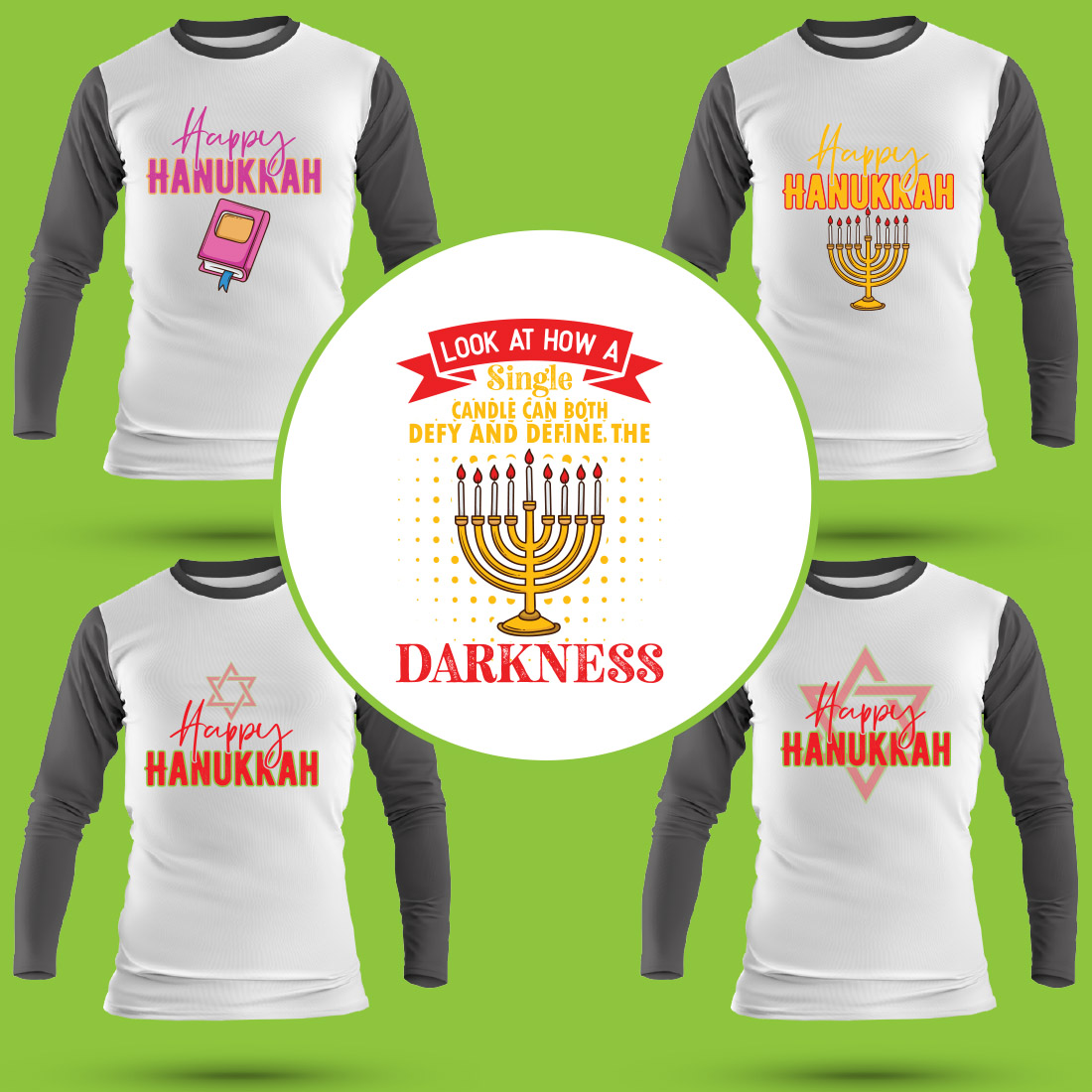 Hanukkah T Shirt Designs Bundle preview image.