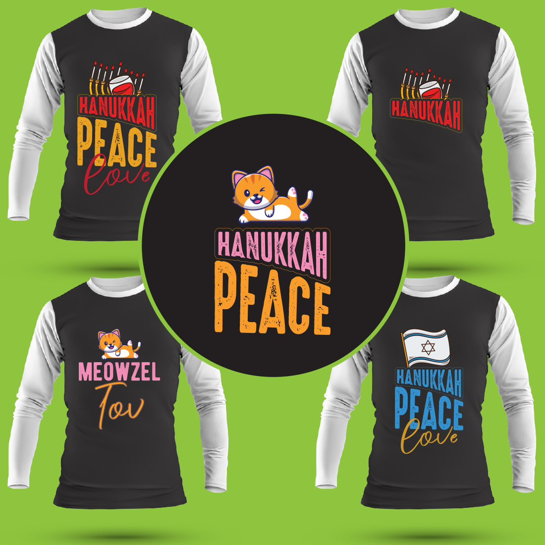 Hanukkah T Shirt Designs Bundle preview image.