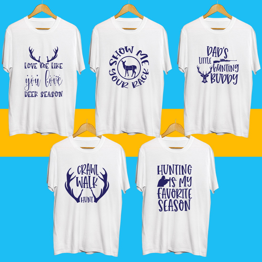 Hunting SVG T Shirt Designs Bundle cover image.