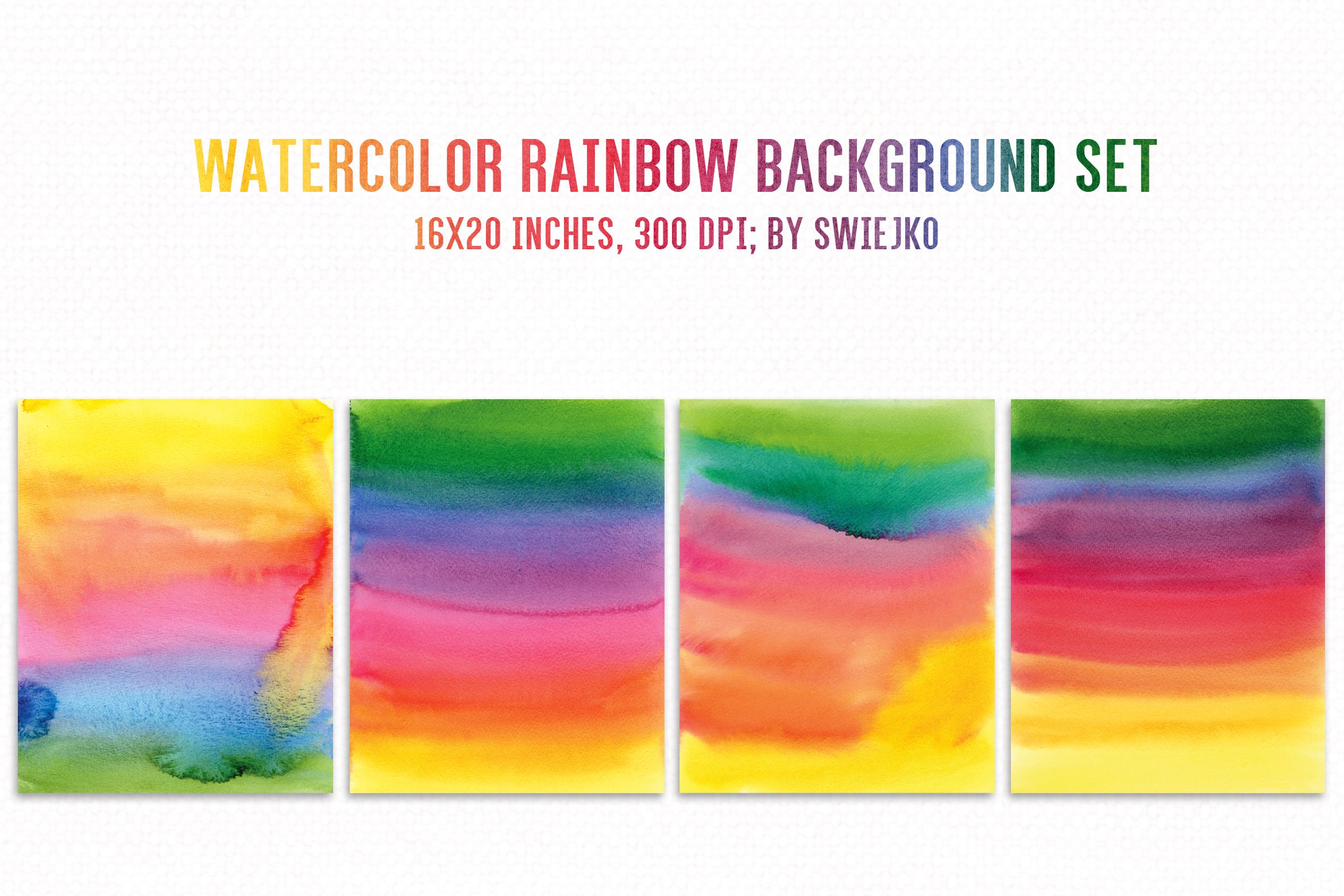 Watercolor Rainbow Background set x4 preview image.