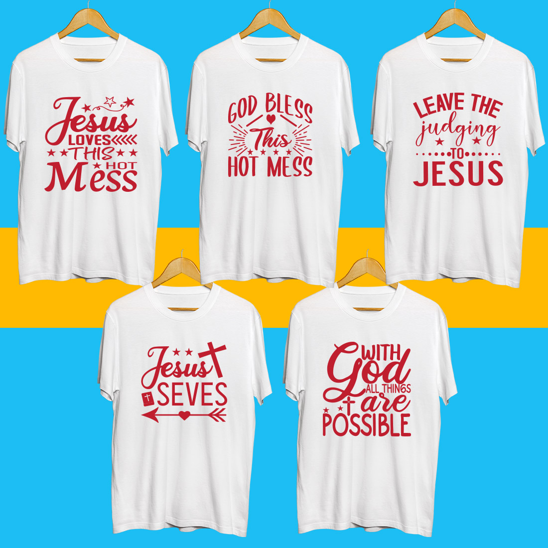 Jesus SVG T Shirt Designs Bundle preview image.