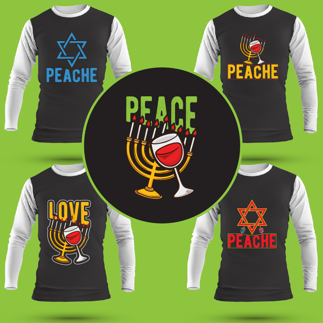 Hanukkah SVG T Shirt Designs Bundle preview image.