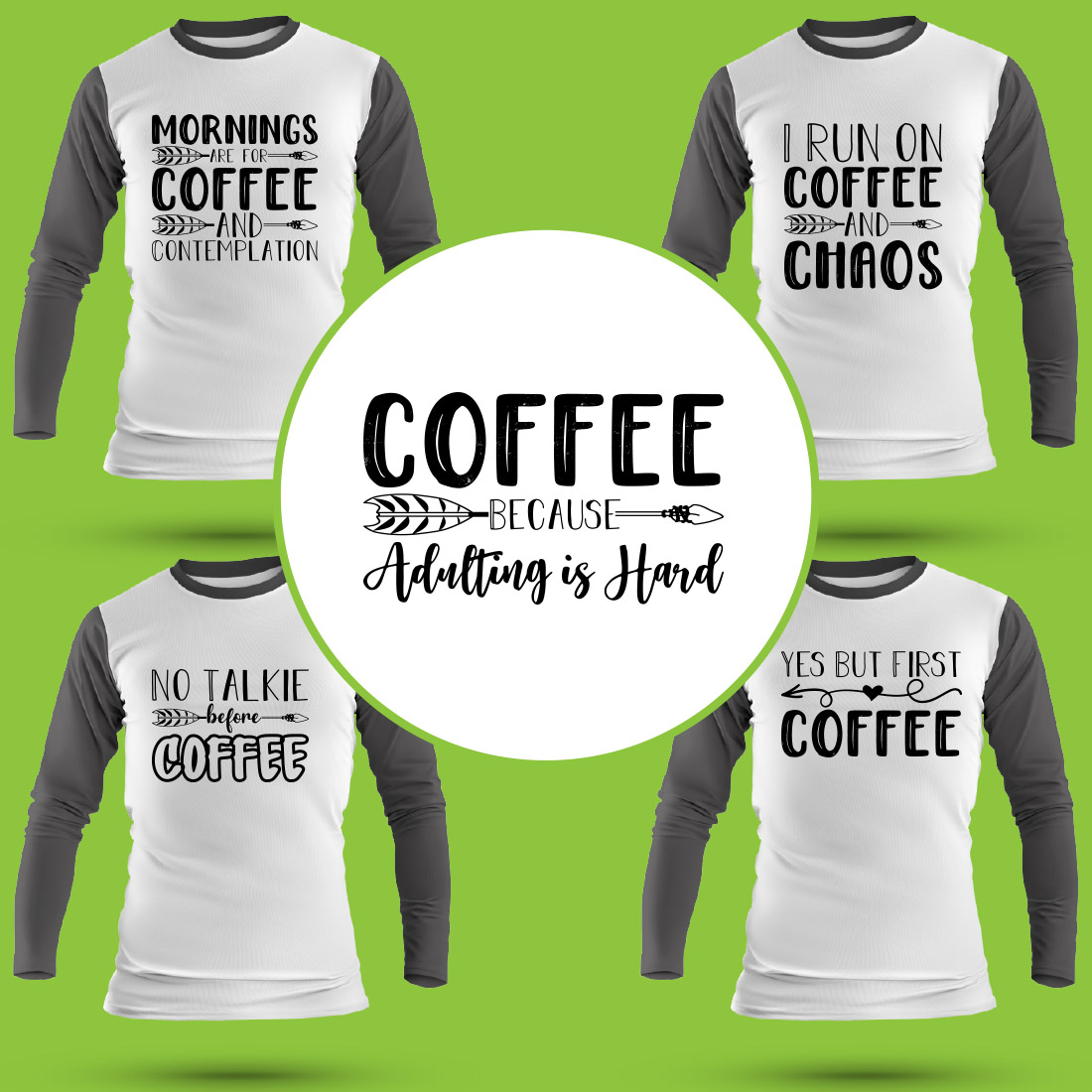 Coffee SVG T Shirt Designs Bundle cover image.