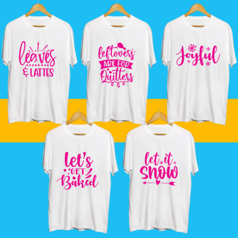 Holiday SVG T Shirt Designs Bundle cover image.
