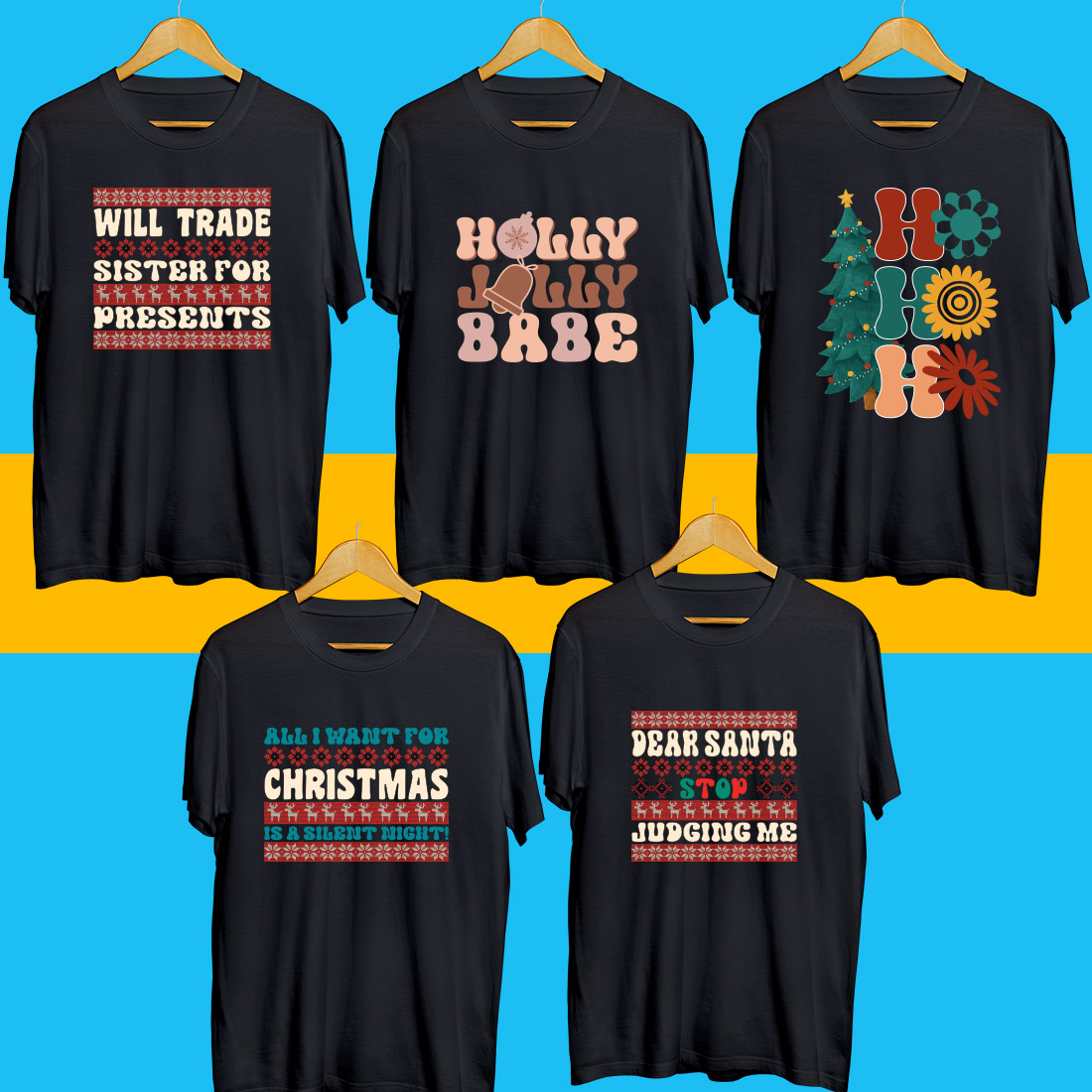 Christmas SVG T Shirt Designs Bundle preview image.