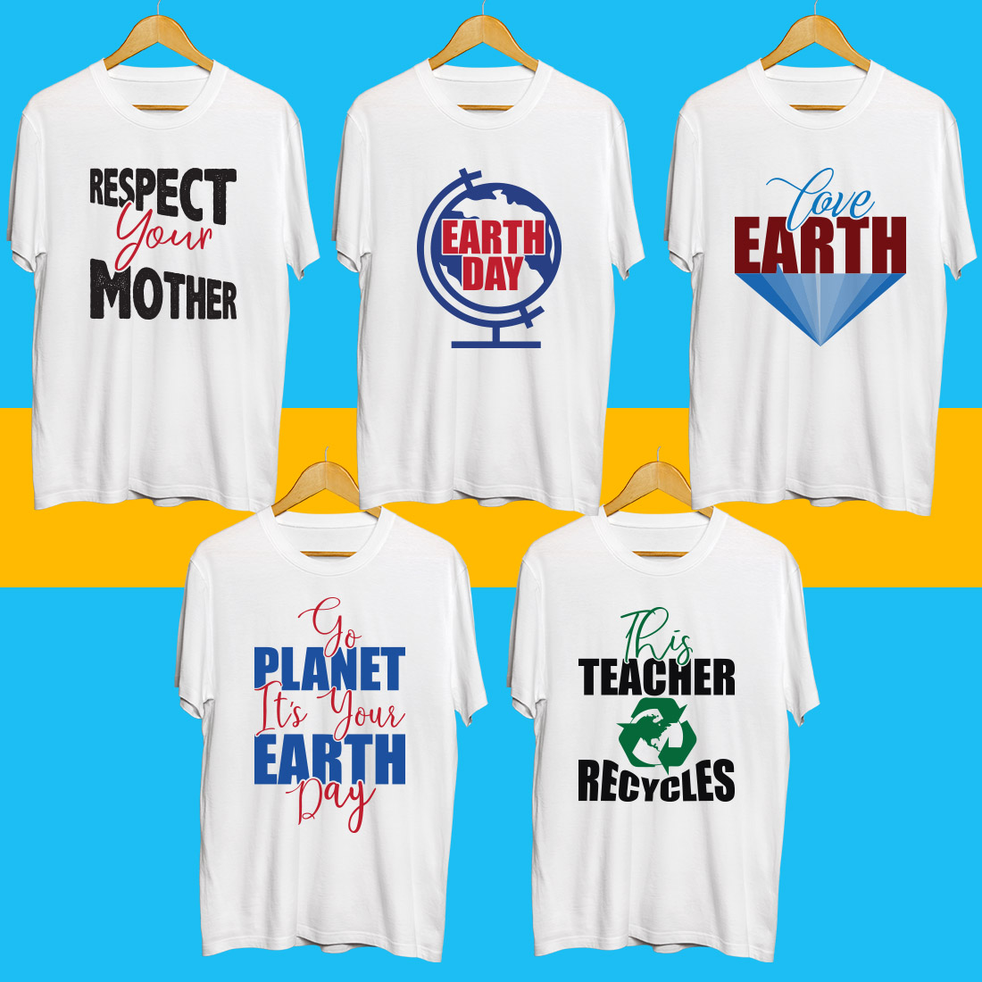 Earth day SVG T Shirt Designs Bundle cover image.