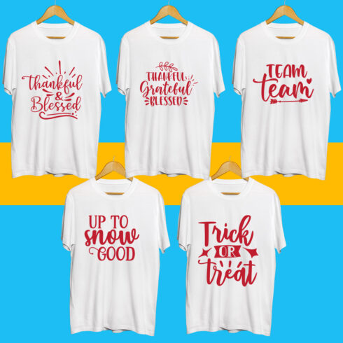 Holiday SVG T Shirt Designs Bundle cover image.