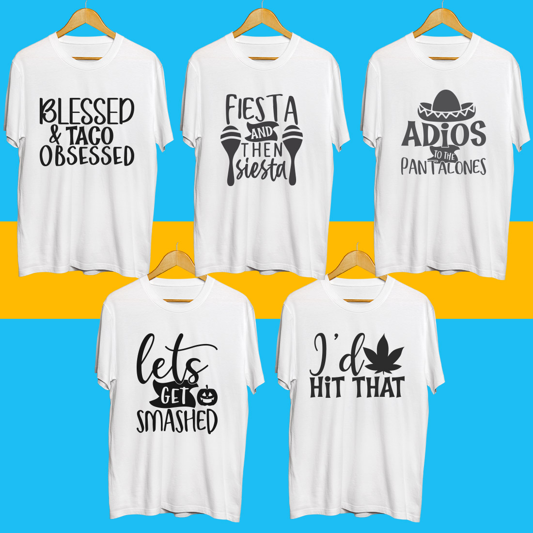 Fiesta Fun SVG T Shirt Designs Bundle cover image.