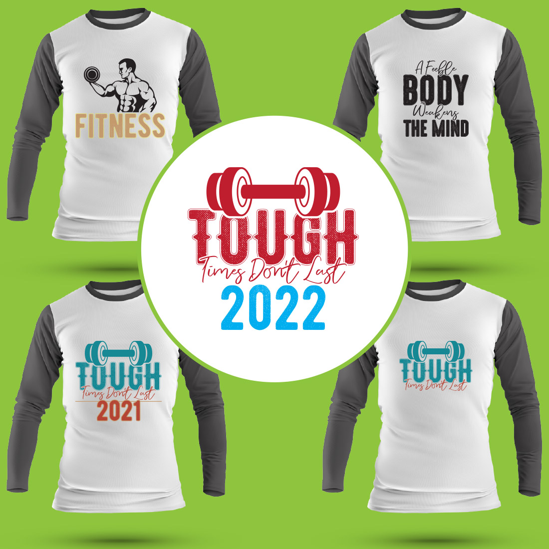 Fitness T Shirt Designs Bundle preview image.