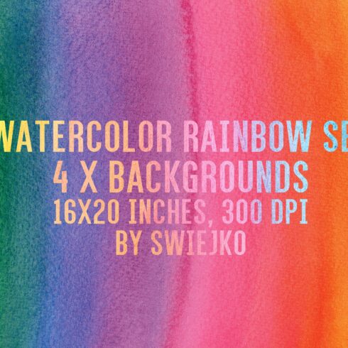 Watercolor Rainbow Background set x4 cover image.