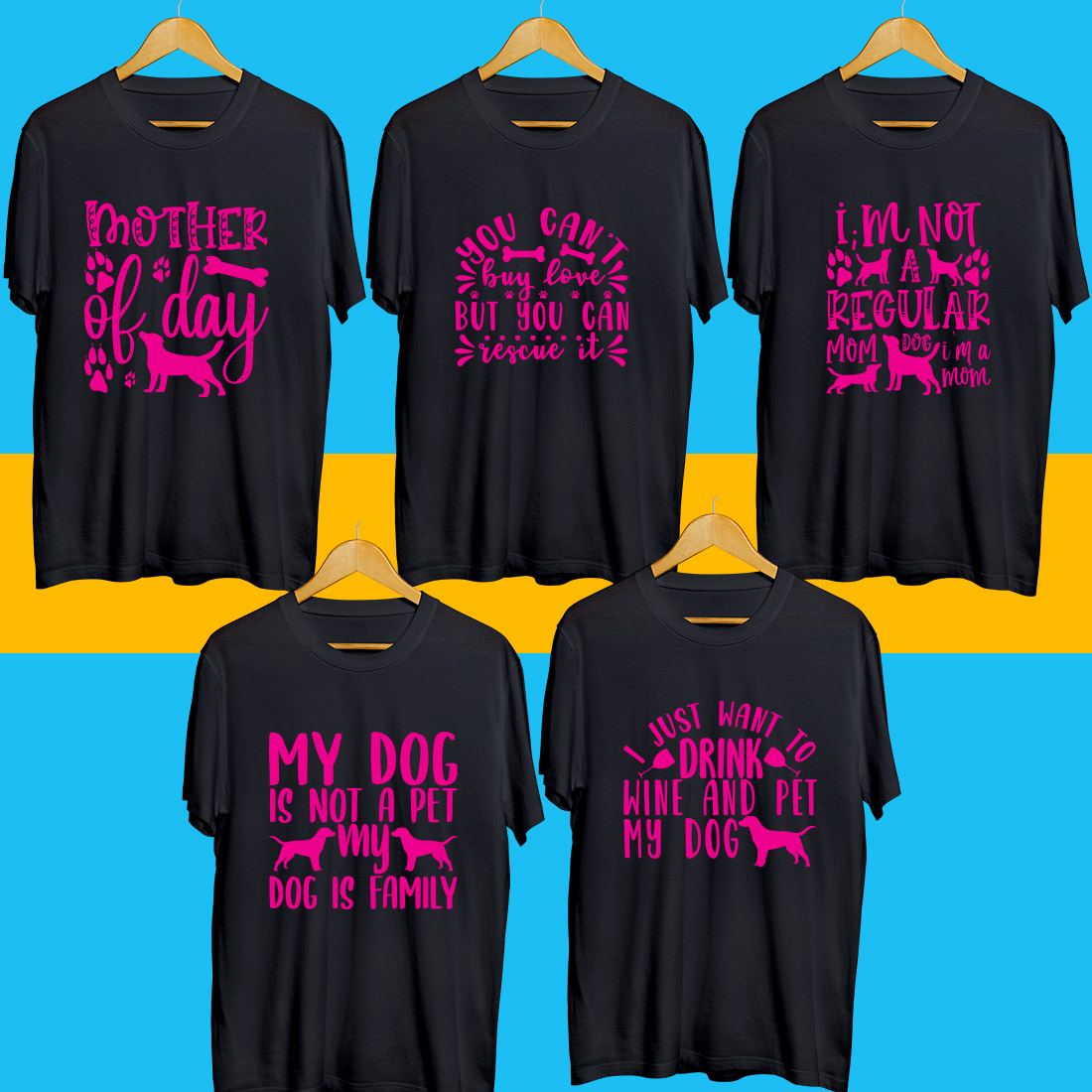 Dog SVG T Shirt Designs Bundle preview image.