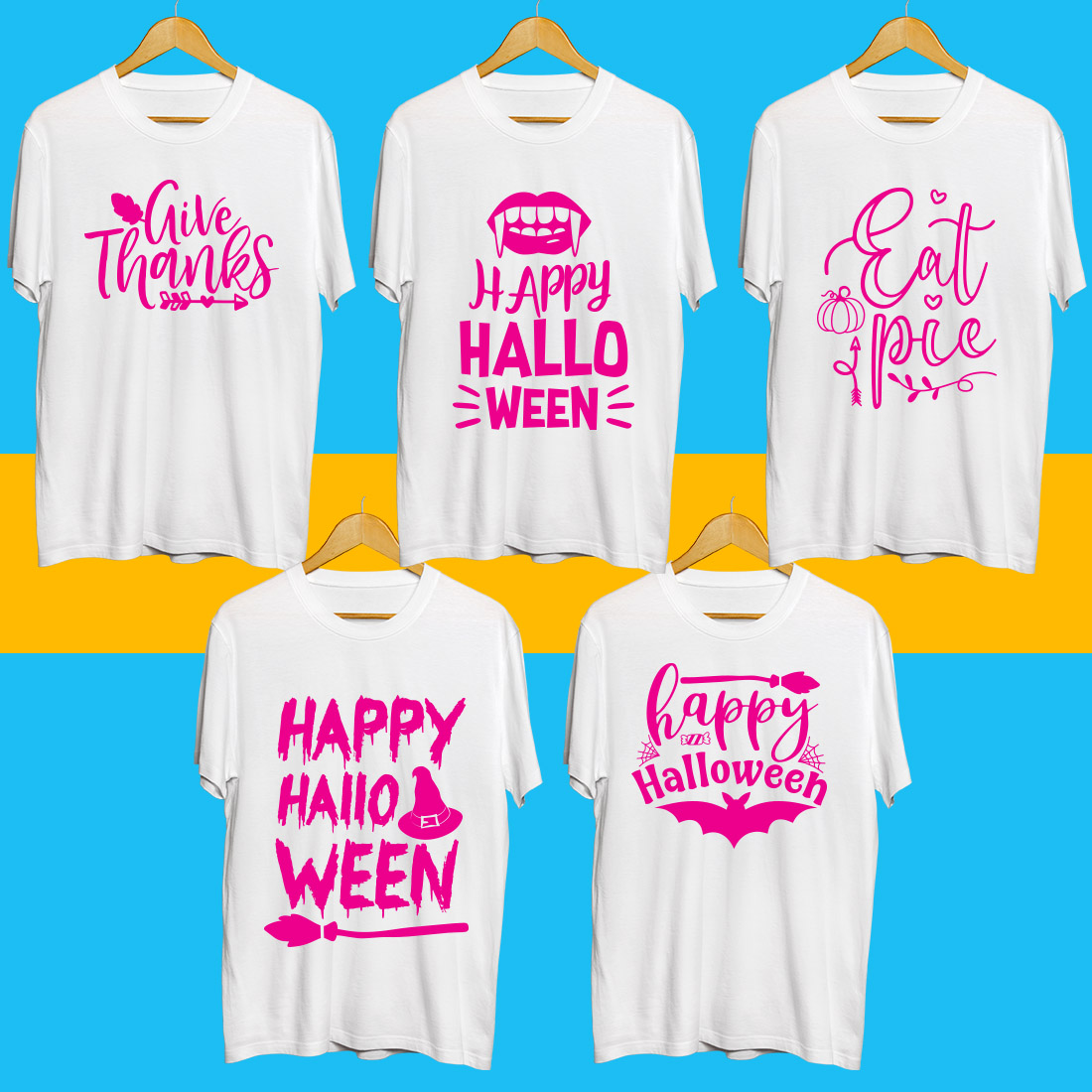 Halloween SVG T Shirt Designs Bundle preview image.